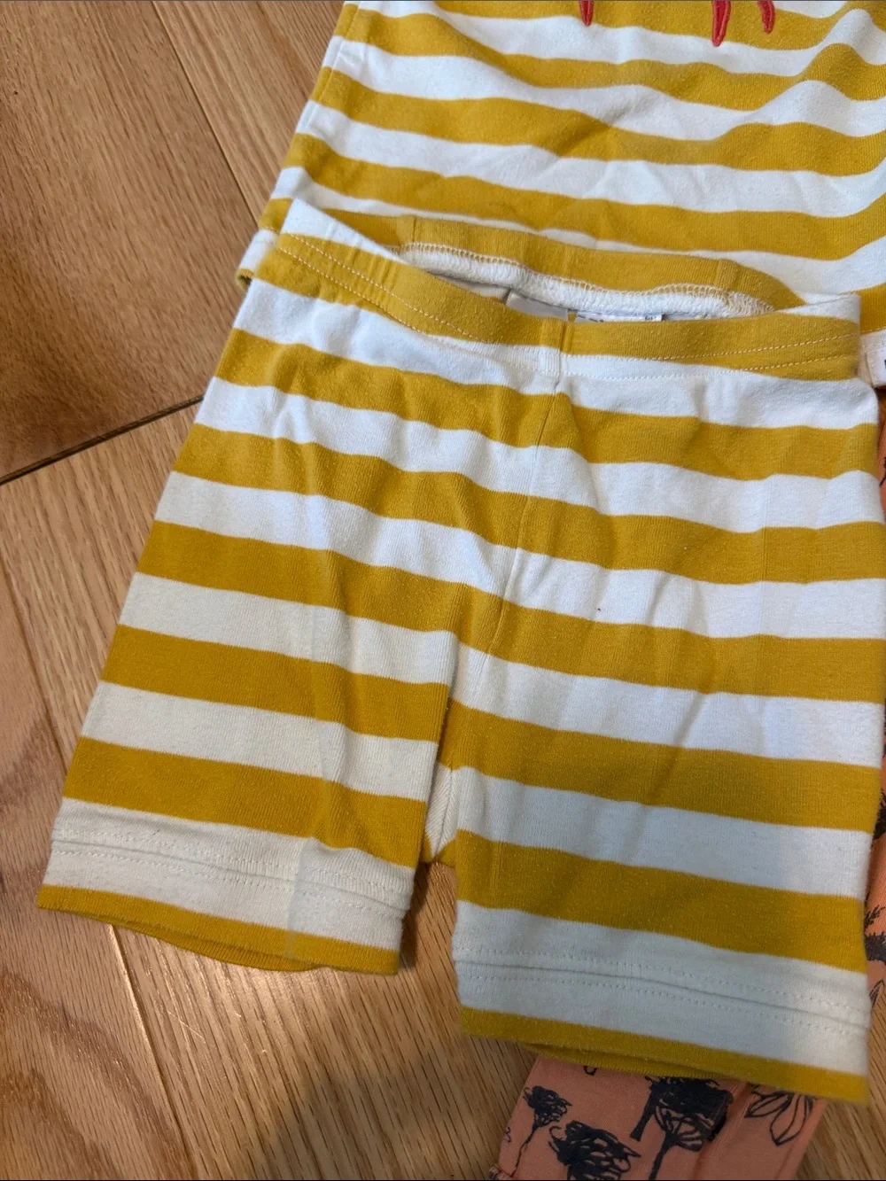 GAP Kids Yellow & White Striped Crab Short Sleeve Pajama Top